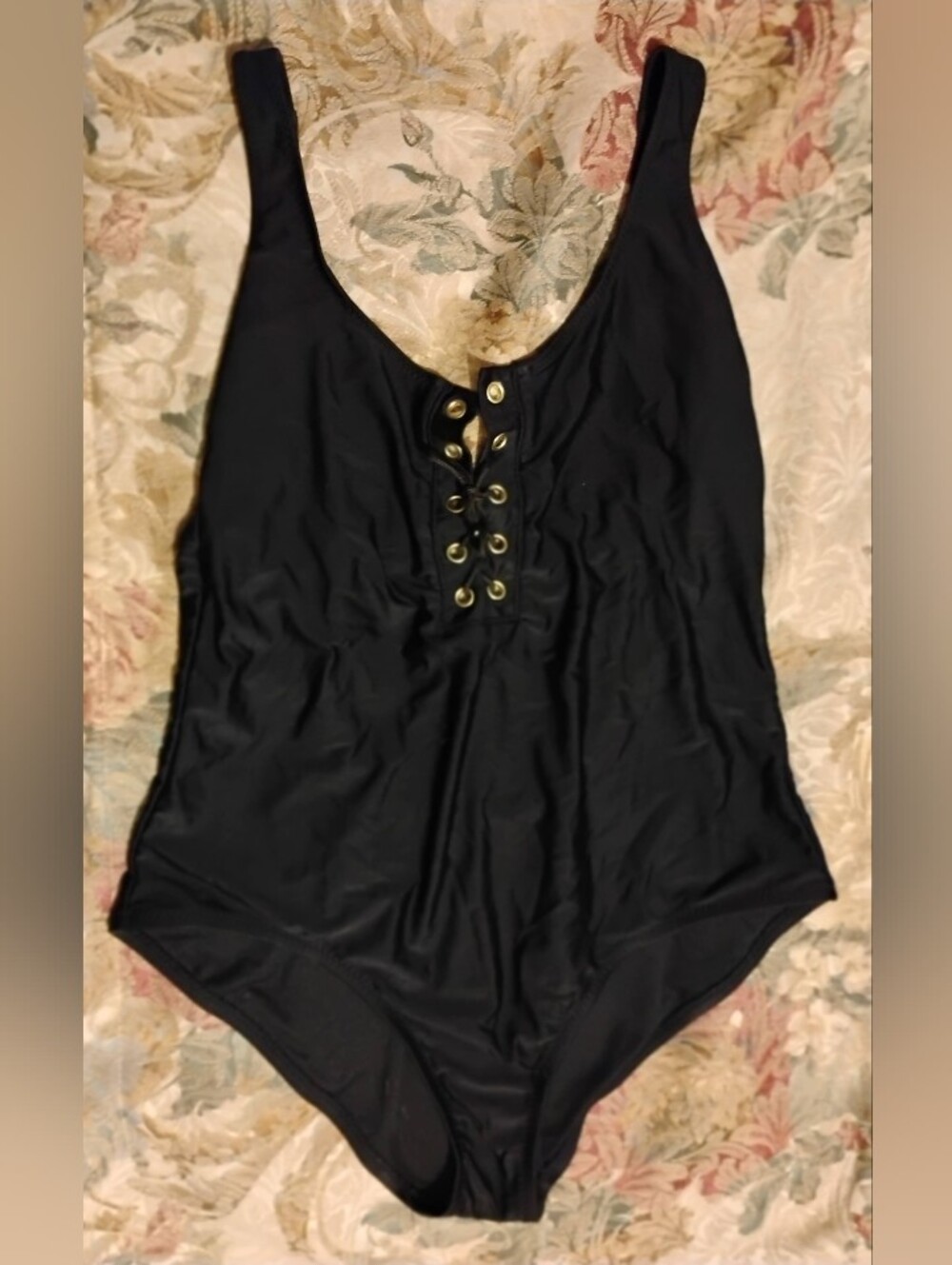 Mossimo Supply Co. Black Lace-Up One-Piece Swimsuit